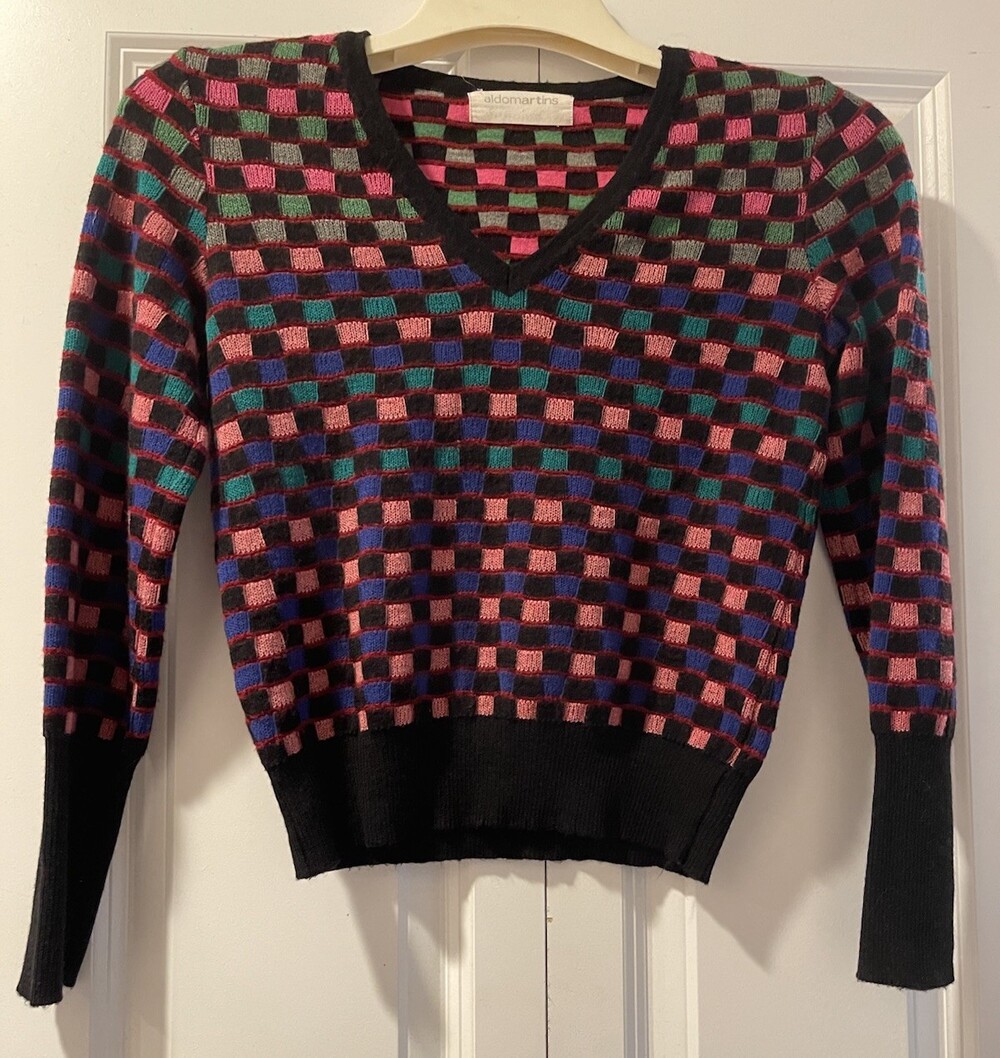 Anthropology Aldomartins Check Sweater sz SMALL